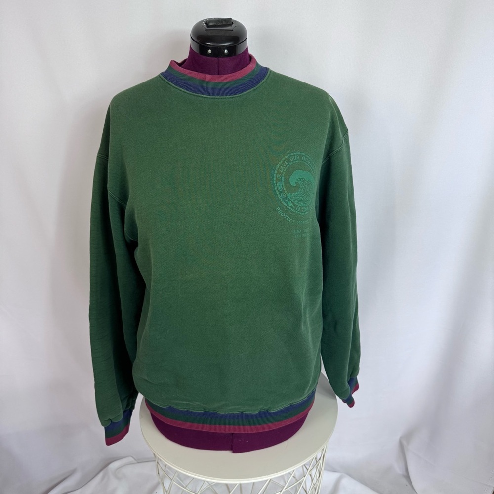 Men's Forest Green Crewneck Sweatshirt with Contrast Trim